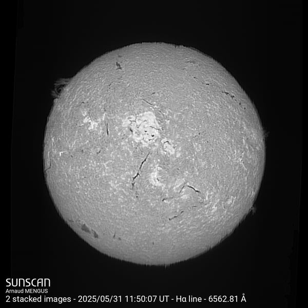 Sunscan H-Alpha (2 x stack) 31 mai 2025 à La Meyze